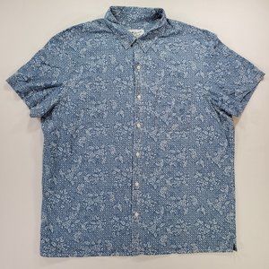 American Eagle Shirt Men 2XL Blue Floral Short Sleeve Casual Button Up Hawaiian